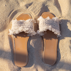sandals on sand, beach